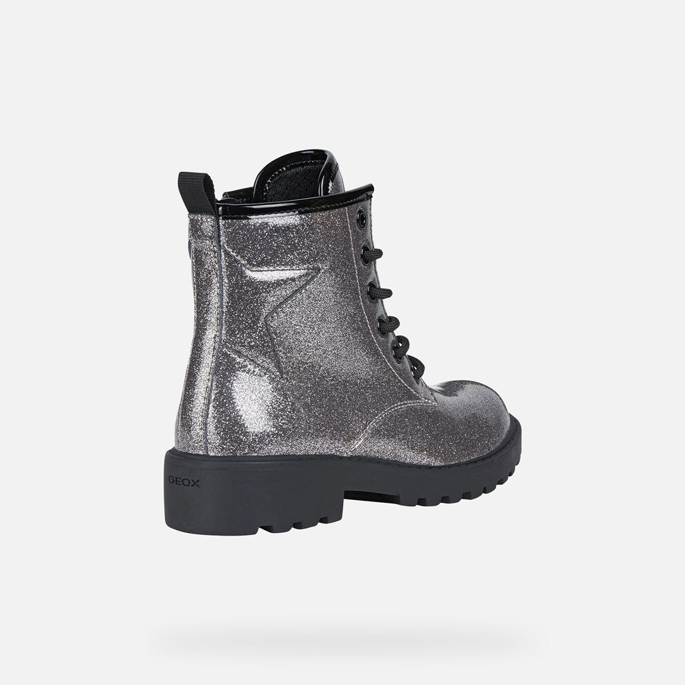 Botas Geox Menina Prateadas Escuro - Casey - YXQOA3826